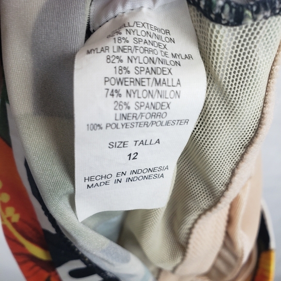 Longitude Floral Multicolored Halter One Piece Swimsuit Sz 12 - Picture 6 of 8